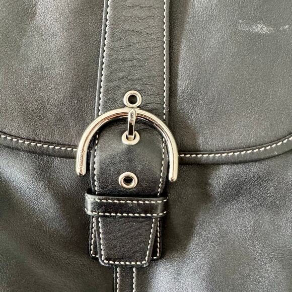 VTG Y2K Coach Soho Covertible Flap Crossbody Black Leather Bag Silver 9480 - Picture 10 of 16